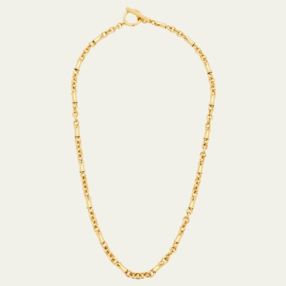 Ben-Amun Gold Necklace With Toggle Clasp Bamboo Link  Chain 24-karat gold plated - Picture 8 of 9